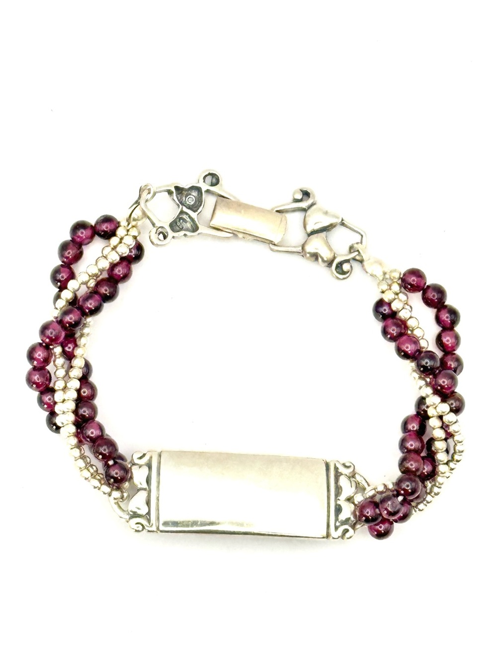 Silpada VINTAGE Retired B0675 Sterling Silver Multi-Strand Garnet Bead Bracelet